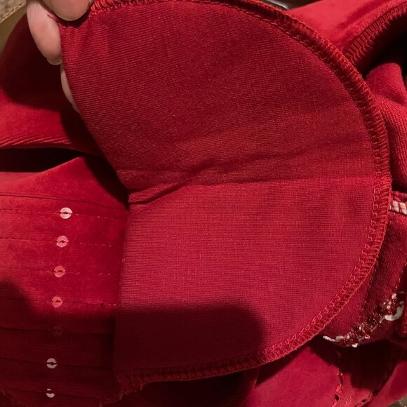 Alfred Dunner Vintage Cotton Red Velvet Sequin Geometric Mock Neck Sweater PL - Picture 5 of 10